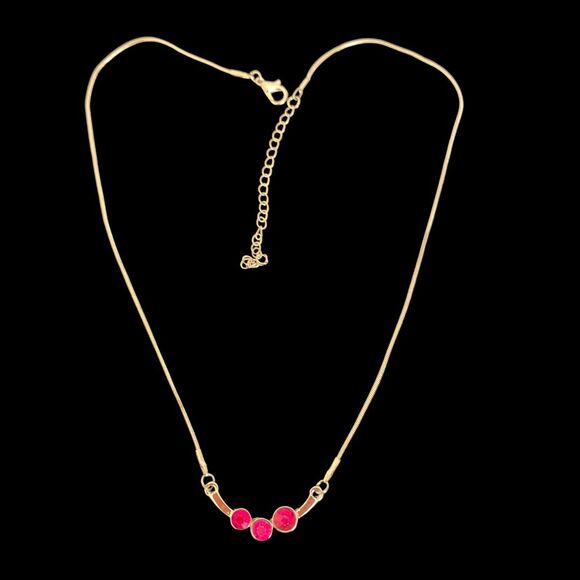 Paparazzi Jewelry Silver Tone Necklace & Earrings with Pink Rhinestones - Picture 4 of 7